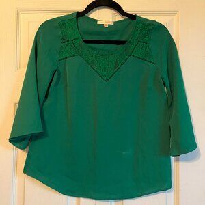 Skies Are Blue Lace Detail Blouse Green XSP